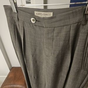 1990s Alberta Ferreti "Sharkskin" Pants Virgin  Wool Sz 8